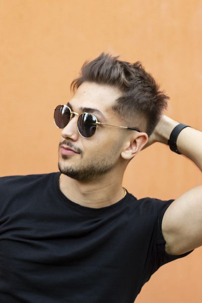 Focus On Eyewear نظارات شمسية رجالية مستديرة باللون الذهبي