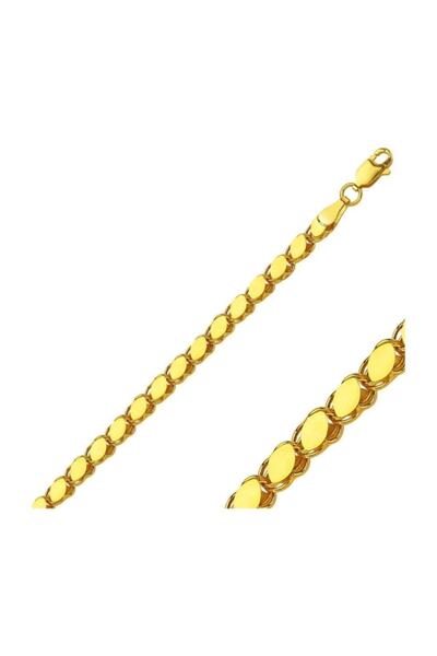 Takıhan Altın Kaplama 4 Mm 925 Ayar Gümüş Pullu Zincir Kolye 59 Cm