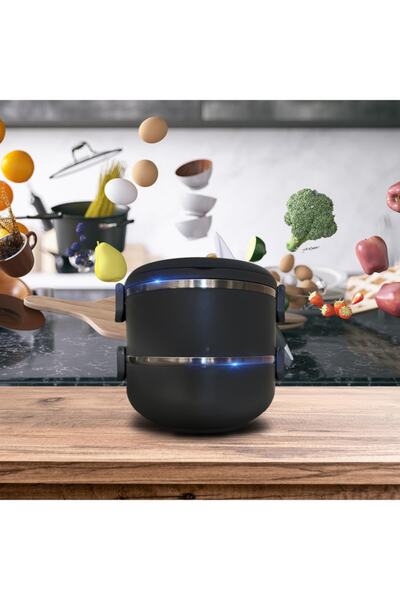 Genel Markalar Freshbox 2 Katlı Sefer Tası Yemek Termosu Gri Tek Kişilik Haci...