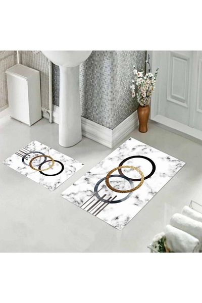 eco concept Dot Base Bath Mat 2-Piece Toilet Set G8212 40x60 Cm, 60x100 Cm