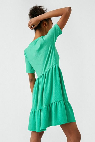 Koton Kurzarm-Rüschenkleid für Damen 2yak83988ek