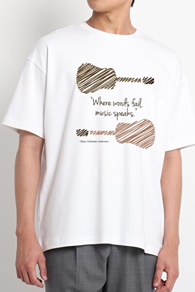 GreenMint جيتار أبيض للجنسين مع اقتباس مشهورأين الكلمات فشل، خطابات الموسيقى ...