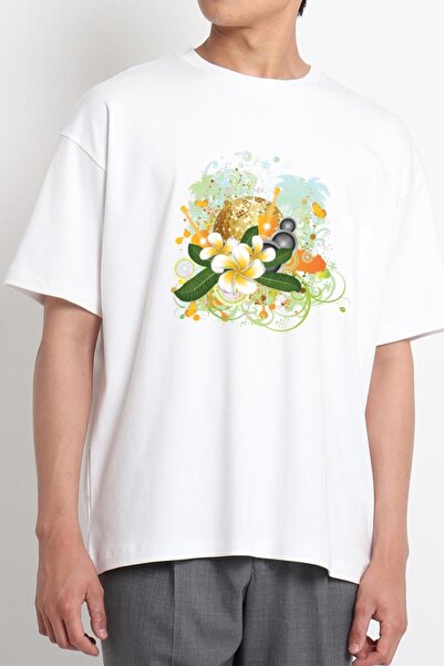 GreenMint تصميم موسيقى أبيض للجنسين مع زهور