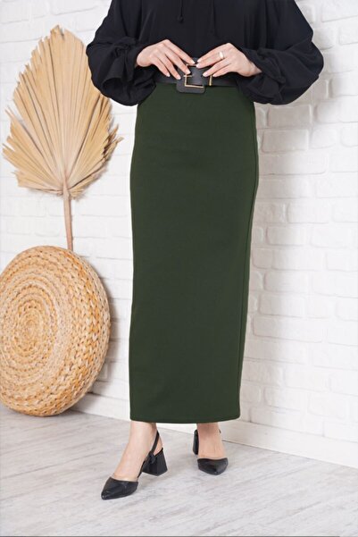 Nacar Kadın Şık Uzun Düz Kalem Etek Kapalı Tesettür Kalem Etek