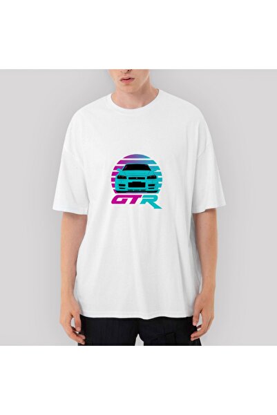 Z zepplin Nissan Gtr R34 Z-tune Oversize бяла тениска