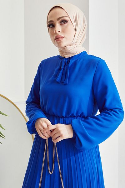 InStyle Šifonové hidžábové šaty Limelda - Saks Blue