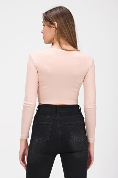 PUNKY CAT Жіноча блузка з довгими рукавами та принтом у вигляді сушених троянд