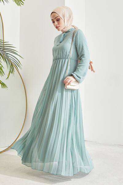 InStyle Φόρεμα σιφόν Limelda με πιέτες - Χρώμα μέντας