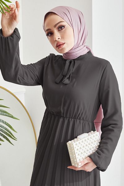 InStyle Rakott Limelda Chiffon Hidzsáb ruha - Füstölt