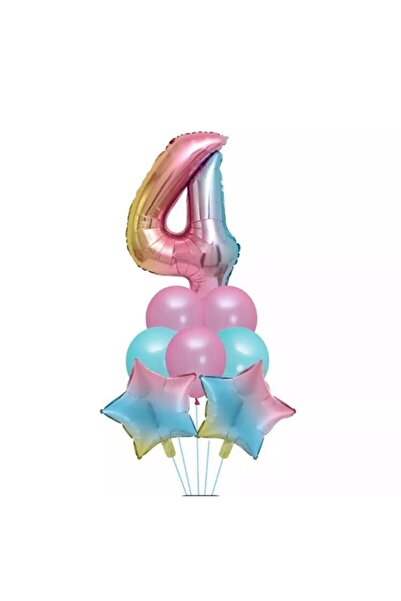 BEST PARTİ DOĞUM GÜNÜ PARTİ SÜSLERİ Unicorn Foil Balloon Birthday Set for Age 4