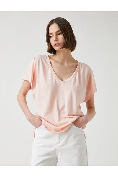 Koton Γυναικείο T-Shirt με λαιμόκοψη σε κοντό μανίκι