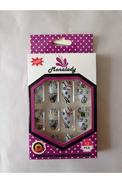 Mona Lady Takma Tırnak Lüks 3d Kristal Taşlı Desenli-306-1