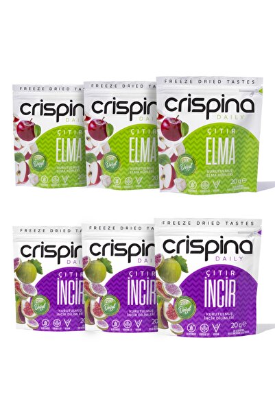Crispina Daily 3 عبوات من التين والتفاح - وجبة خفيفة مقرمشة مجففة، في قطعة وا...