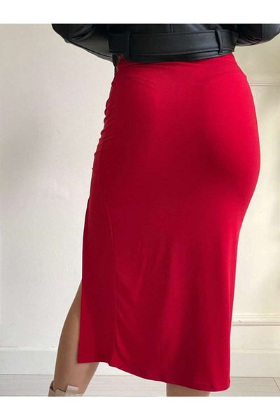 khar Red Slit Midi Skirt