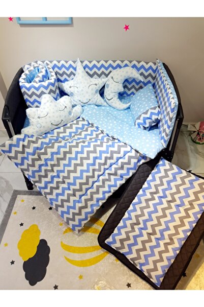 bebek_iklimi 70x110 Baby Sleeping Set Zigzag Pattern 10 Pieces Compatible wit...