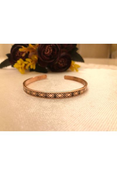 KAVELE Pure Copper Bracelet Checked Model Suitable for All Wrists Unisex