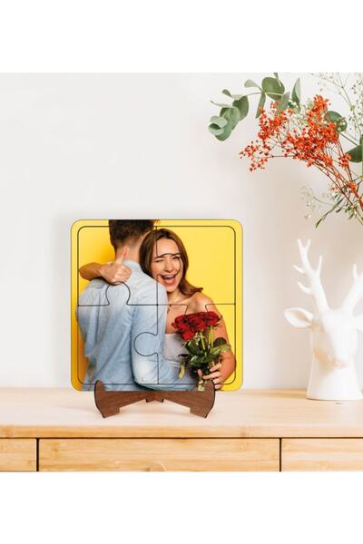 Bk Gift Kişiye Özel Fotoğraflı Ahşap Standlı Puzzle Çerçeve-1
