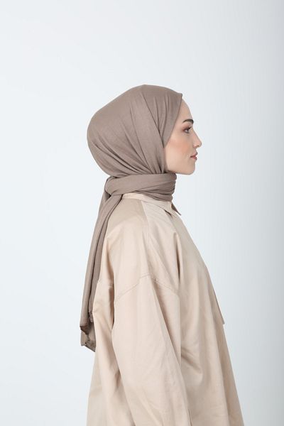 Bahar Scarf Viscose Combed Cotton Hijab Shawl - Mink