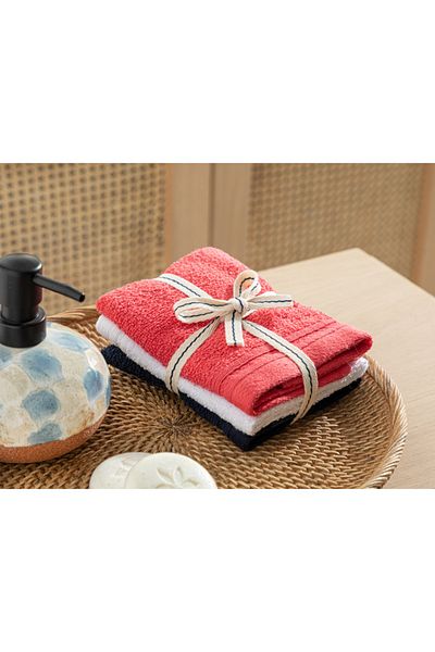 English Home Prosop de mână din bumbac simplu 3 bucăți 30x30 cm alb-lavandă-roz
