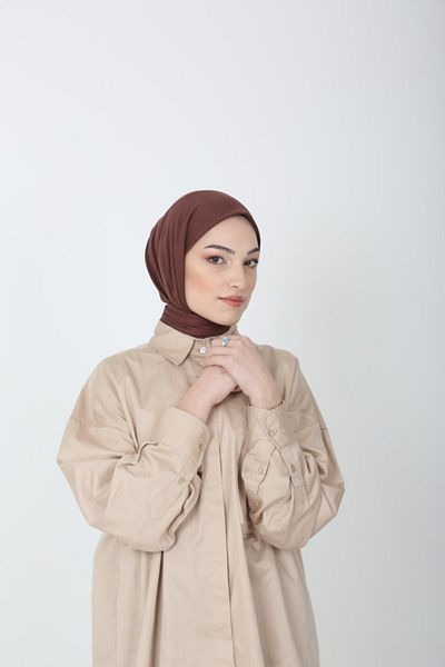 Bahar Scarf Viscose Combed Cotton Hijab Shawl - Brown
