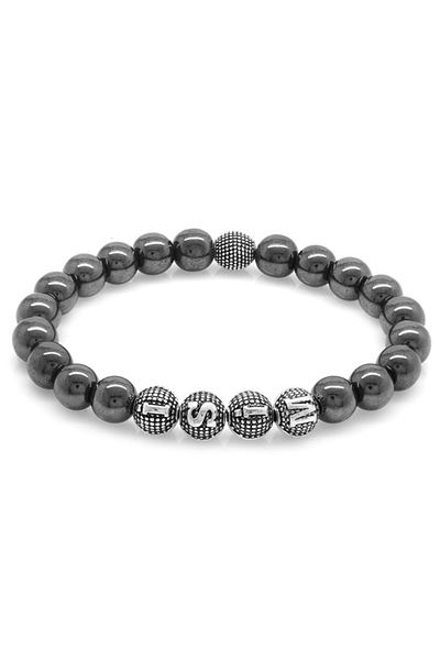 Tesbihane Hematite Metal Combination Sphere Cut Natural Stone Bracelet