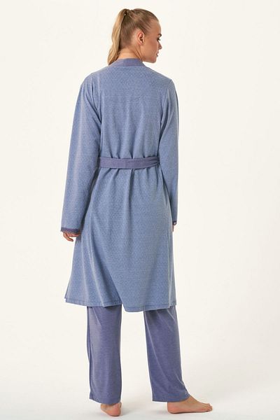 Feyza Pijama Feyza 4479 Γυναικείο Σετ Πιτζάμες Μητρότητας Μπλε Ζακάρ με Φόρεμα