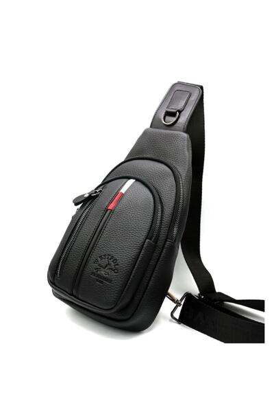 Polo W Club Черна мъжка чанта за рамо с кръстосани ремъци 6227006