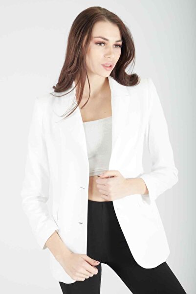 Feminist Vatkalı Astarlı Blazer Ceket Ekru 0105110