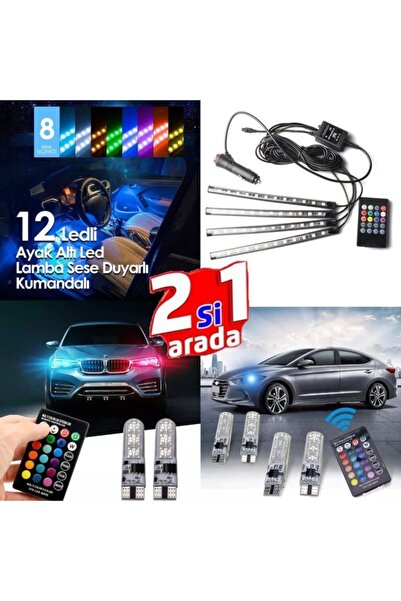 Aksefuar Lazer Renault Megane 4 12 Ledli Ayak Altı + Kumandalı Park Ledi