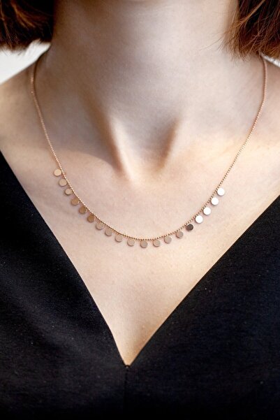 Uşaklıhafız kuyumculuk 14 Ayar Pembe Altın Taşsız Pullu Kolye