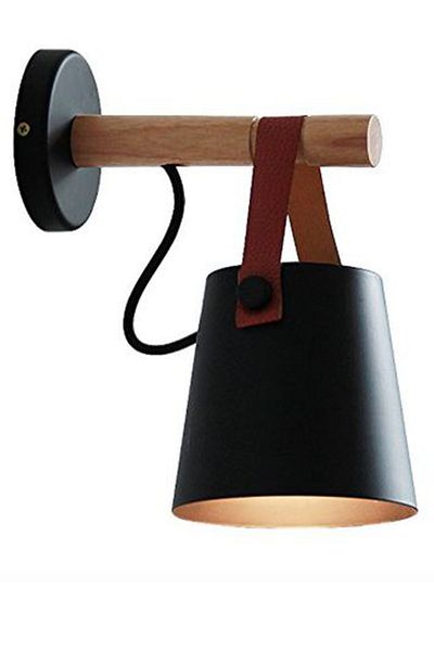 NOONLUX DESIGN&LIGHTING Leather Detail Matte Black Sconce Metal Cafe Restaurant Hotel Home Hall Bedroom Bathroom