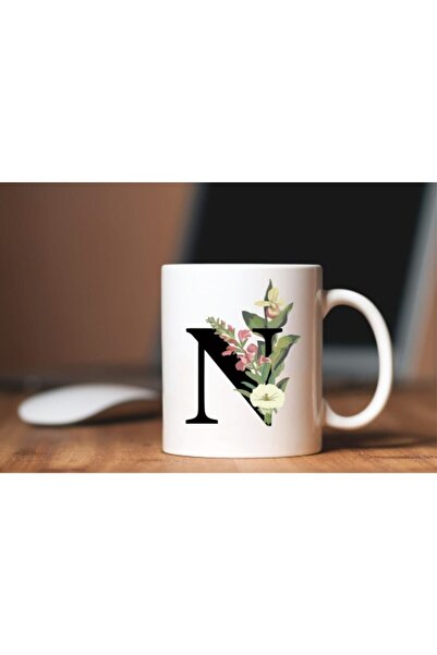 hediyelikesya كوب قهوة بورسلين مطبوع عليه حرف N هدية تذكارية