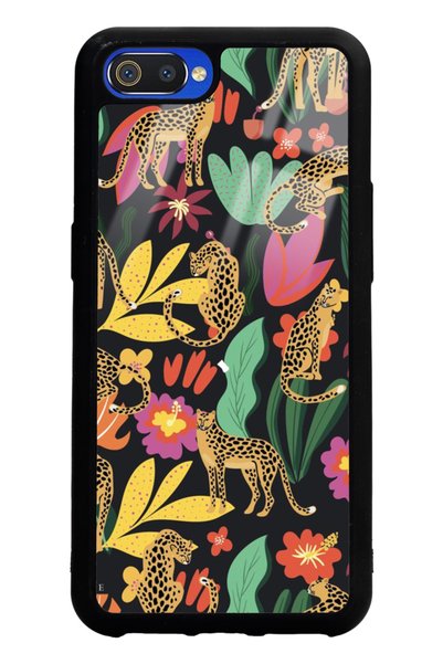 Spoyi Oppo Realme C2 Glossy Phone Case with Floral Cats Design