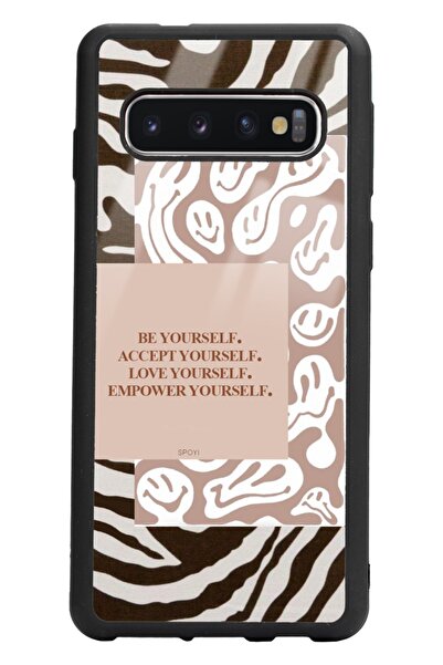 Spoyi حافظة هاتف سامسونج S10 Emoji Zebra Design لامعة