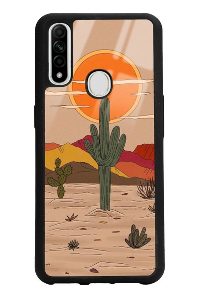 Spoyi هاتف متوافق مع هاتف OPPO A31 Retro Cactus Sun Design اللامع