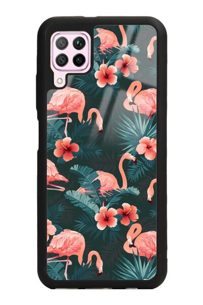 Spoyi Huawei P40 Lite Flamingo Leaf Tasarımlı Glossy Telefon Kılıfı