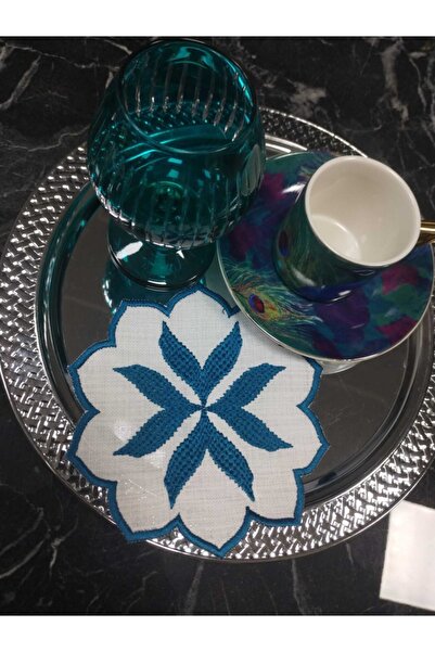 LASETU منديل تقديم الكوكتيل باللون الأخضر البترولي الأصلي 4 قطع