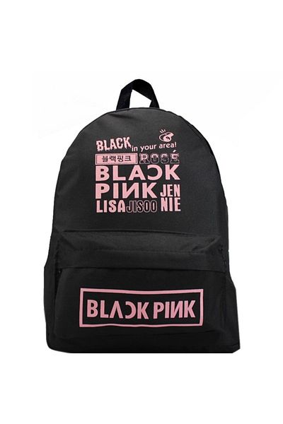 ketnez Black Pink Printed Black Backpack School Bag