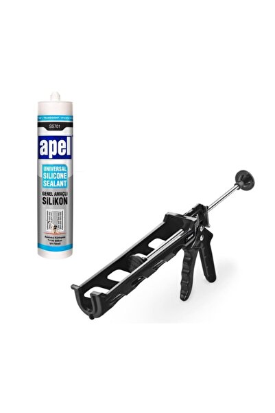 EYM Apel Şeffaf Silikon 250 Ml + Silikon Tabancası Plastik Set