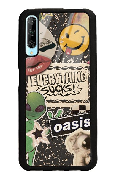 Spoyi Huawei P Smart Pro Retro Sticker Tasarımlı Glossy Telefon Kılıfı