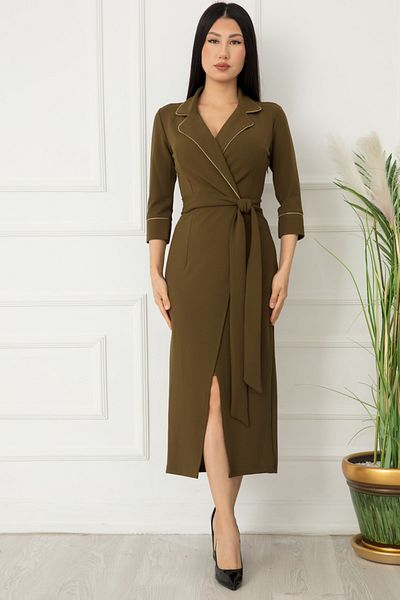 PULLIMM Double Breasted Collar Waist Tied Short Evening Dress 3796