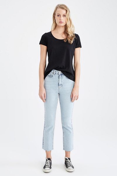 DeFacto Tricou cu mânecă scurtă, 100% bumbac, cu decor normal