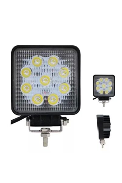 YTP Beyaz Traktör Arka Çalışma Lambası 9'lu Led Kare Tip 27 watt