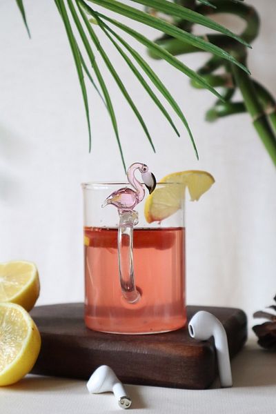 ADAMODART Flamingo Design - Decorative Borosilicate Glass Mug