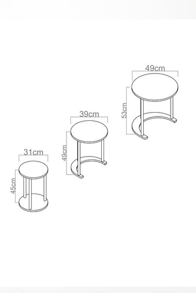SANDALİE Avrupa Üçlü Zigon Sehpa Salon Takım - Atlantik Çam&siyah