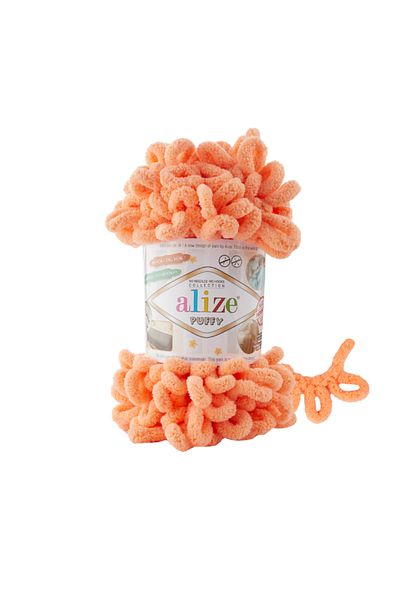 Alize Βρεφική κουβέρτα Puffy 90x90 - 6 τεμάχια πεπόνι πλεκτό σχοινί