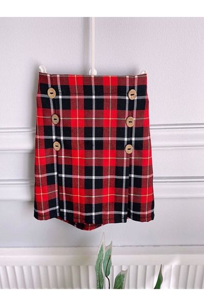 GÖKÇECİK TEKSTİL Kidsabu Mini College Plaid Girls' Red Checkered Skirt
