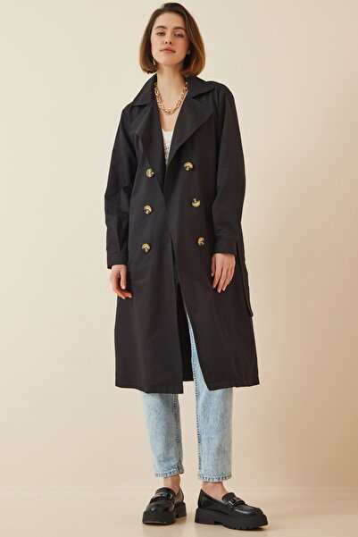Happiness İstanbul Trench Coat - Black - Double-breasted