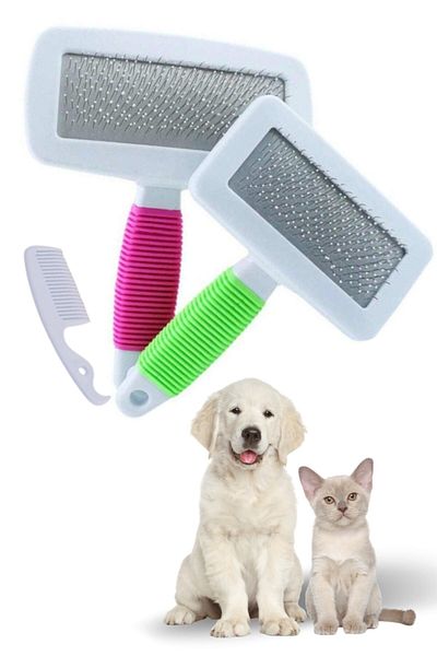 Buffer ® 3 Pieces Cat Dog Wire Small Size Feather Care Set Pet Grooming Brush