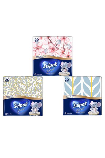 Selpak Deluxe Elegant Design Patterned Napkin 3 in 1 Pack